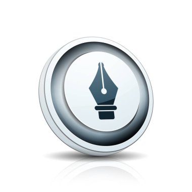 Beyaz arka plan üzerinde kalem işareti olan yuvarlak Internet düğmesini