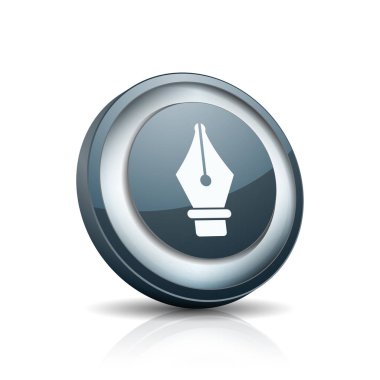 Beyaz arka plan üzerinde kalem işareti olan yuvarlak Internet düğmesini