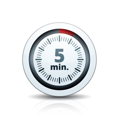 Beyaz arka plan, vektör, illüstrasyon izole 5 dakika zamanlayıcı simgesi 