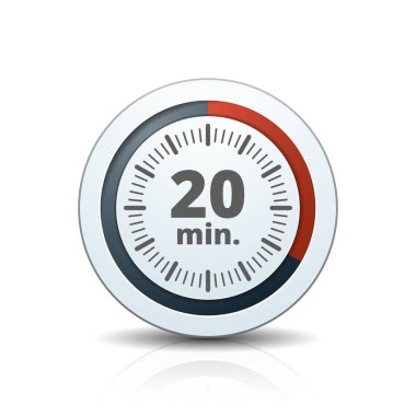 Beyaz arka plan, vektör, illüstrasyon izole 20 dakika zamanlayıcı simgesi