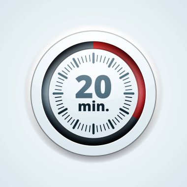Beyaz arka plan, vektör, illüstrasyon izole 20 dakika zamanlayıcı simgesi