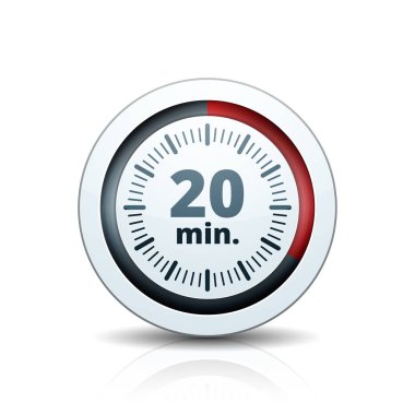 Beyaz arka plan, vektör, illüstrasyon izole 20 dakika zamanlayıcı simgesi
