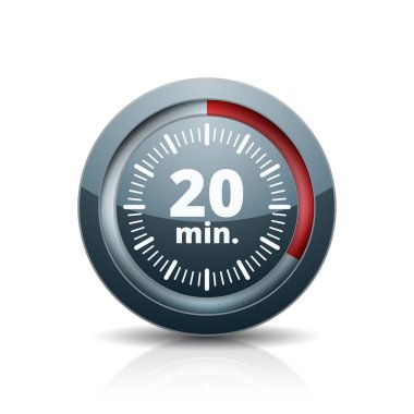 Beyaz arka plan, vektör, illüstrasyon izole 20 dakika zamanlayıcı simgesi