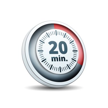 Beyaz arka plan, vektör, illüstrasyon izole 20 dakika zamanlayıcı simgesi