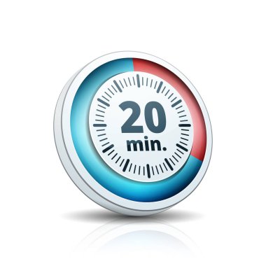 Beyaz arka plan, vektör, illüstrasyon izole 20 dakika zamanlayıcı simgesi