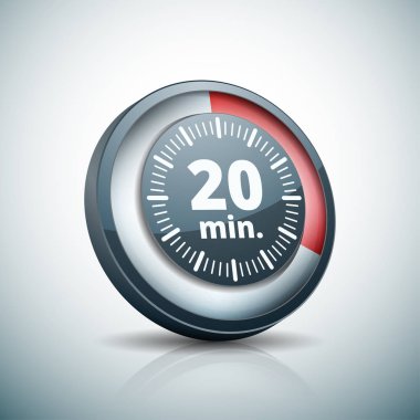 Beyaz arka plan, vektör, illüstrasyon izole 20 dakika zamanlayıcı simgesi