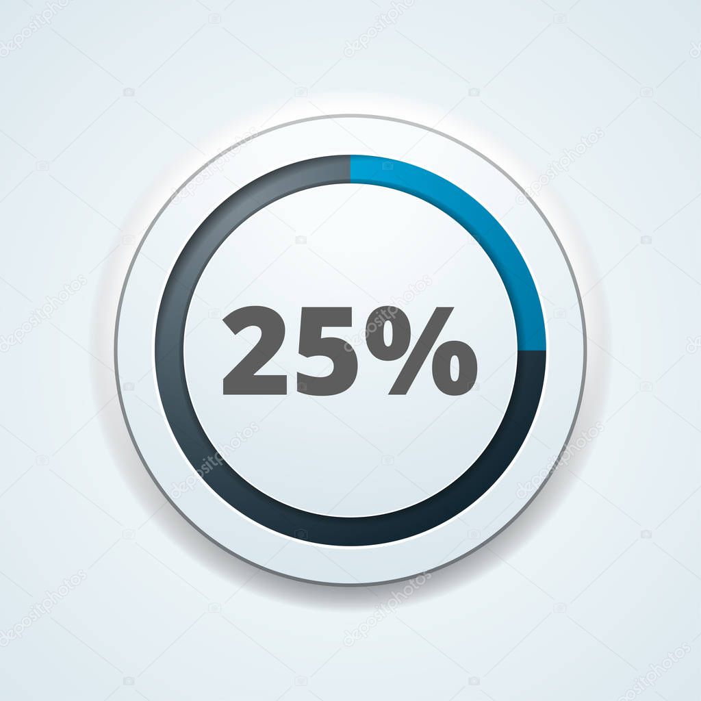25 percents in button, vector illustration, sale concept  