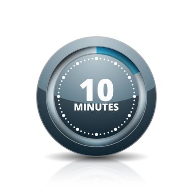 Beyaz arka plan, vektör, illüstrasyon izole 10 dakika zamanlayıcı simgesi