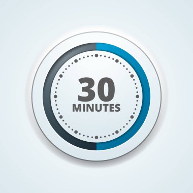 Beyaz arka plan, vektör, illüstrasyon izole 30 dakika zamanlayıcı simgesi