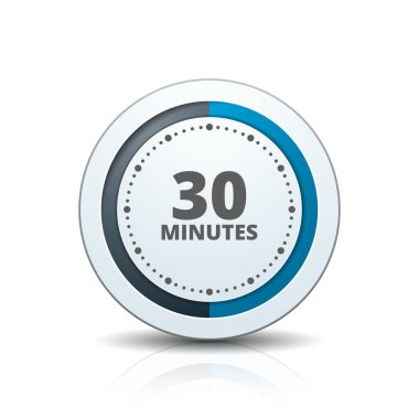 Beyaz arka plan, vektör, illüstrasyon izole 30 dakika zamanlayıcı simgesi