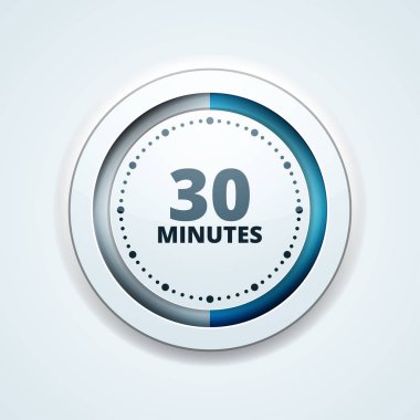 Beyaz arka plan, vektör, illüstrasyon izole 30 dakika zamanlayıcı simgesi