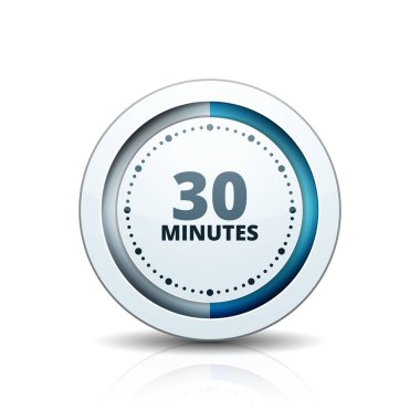 Beyaz arka plan, vektör, illüstrasyon izole 30 dakika zamanlayıcı simgesi