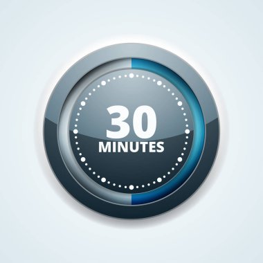 Beyaz arka plan, vektör, illüstrasyon izole 30 dakika zamanlayıcı simgesi