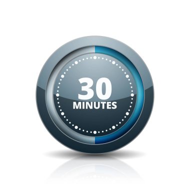 Beyaz arka plan, vektör, illüstrasyon izole 30 dakika zamanlayıcı simgesi