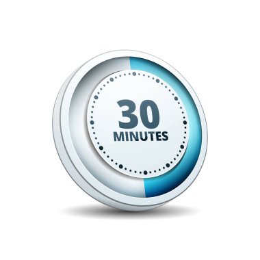 Beyaz arka plan, vektör, illüstrasyon izole 30 dakika zamanlayıcı simgesi