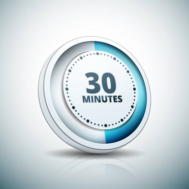 Beyaz arka plan, vektör, illüstrasyon izole 30 dakika zamanlayıcı simgesi