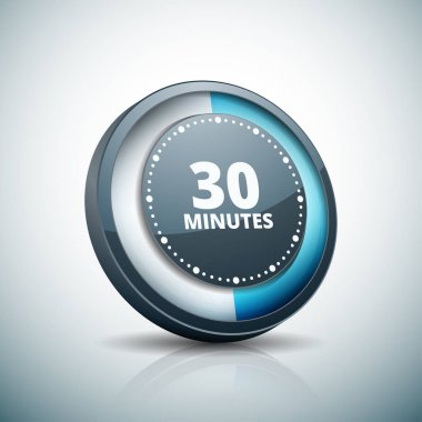 Beyaz arka plan, vektör, illüstrasyon izole 30 dakika zamanlayıcı simgesi