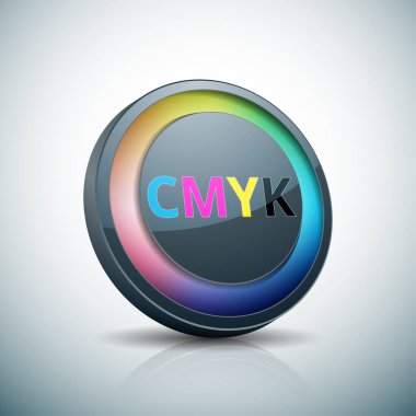 Açık renkli, vektör, illüstrasyon CMYK düğmesini