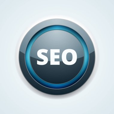 Arama motoru optimizasyonu kısaltma düğmesini, vektör, illüstrasyon 