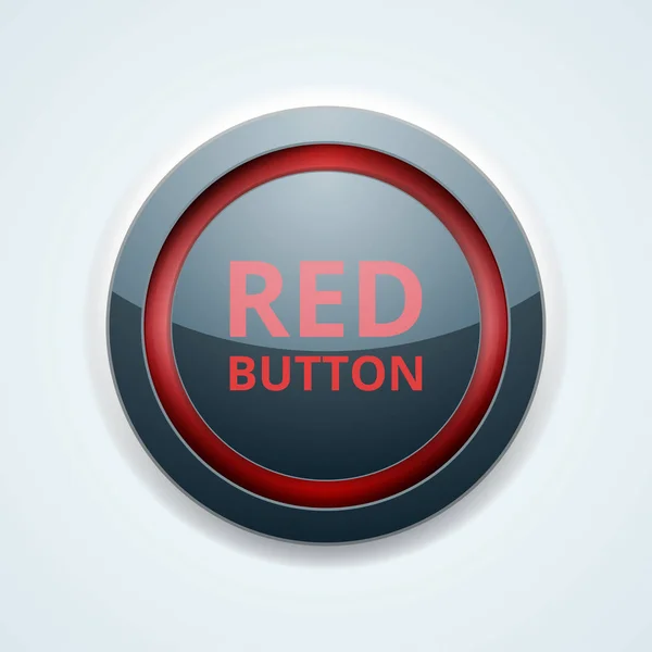 Icône Plate Bouton Rouge Sur Lumière Ronde Vectoriel Illustration — Image vectorielle