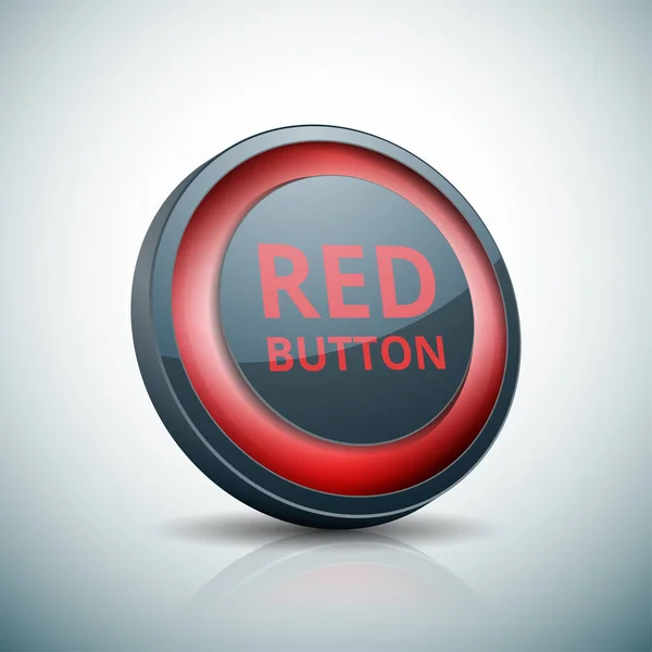 红色按钮平面图标在光圆 — 图库矢量图片