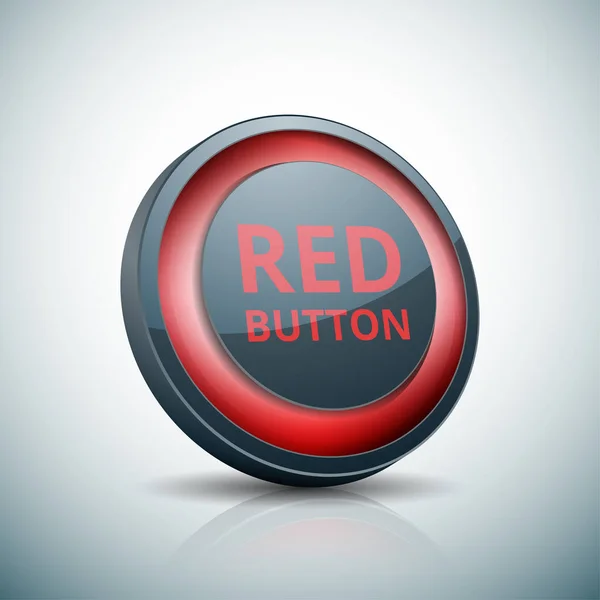 Botón Rojo Icono Plano Luz Redonda Vector Ilustración — Vector de stock