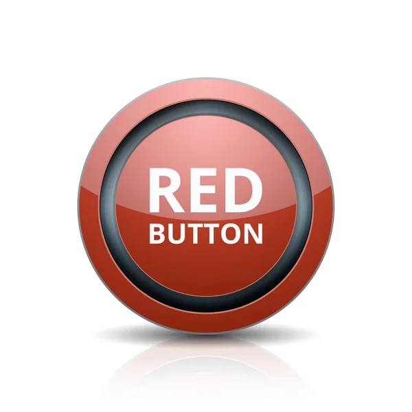 红色按钮平面图标在光圆 — 图库矢量图片