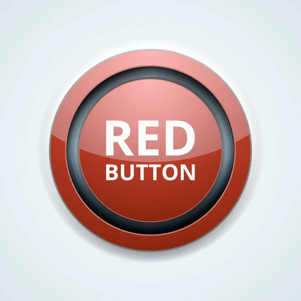 Botón Rojo Icono Plano Luz Redonda Vector Ilustración — Vector de stock