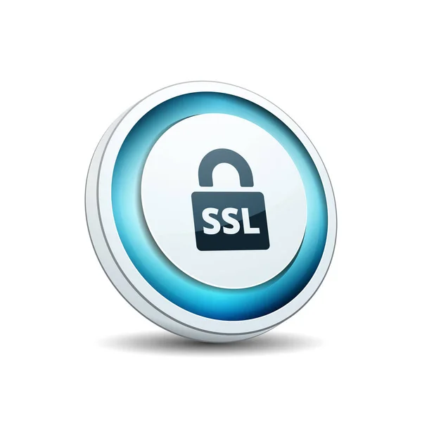 Ssl Secure Kulaté Tlačítko Bílém Pozadí — Stockový vektor