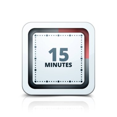 Beyaz arka plan, vektör, illüstrasyon izole 15 dakika zamanlayıcı simgesi 