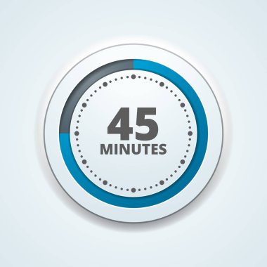 Beyaz arka plan, vektör, illüstrasyon izole 45 dakika zamanlayıcı simgesi