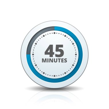 Beyaz arka plan, vektör, illüstrasyon izole 45 dakika zamanlayıcı simgesi