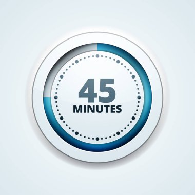 Beyaz arka plan, vektör, illüstrasyon izole 45 dakika zamanlayıcı simgesi