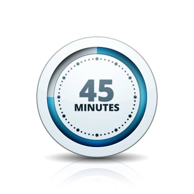 Beyaz arka plan, vektör, illüstrasyon izole 45 dakika zamanlayıcı simgesi