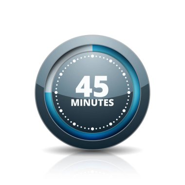 Beyaz arka plan, vektör, illüstrasyon izole 45 dakika zamanlayıcı simgesi