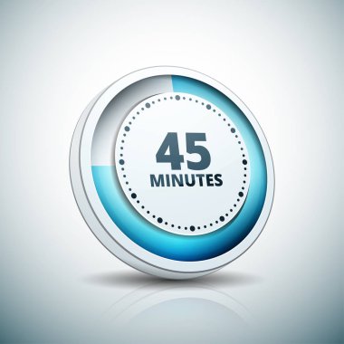 Beyaz arka plan, vektör, illüstrasyon izole 45 dakika zamanlayıcı simgesi