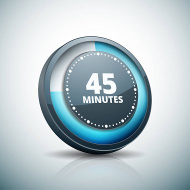 Beyaz arka plan, vektör, illüstrasyon izole 45 dakika zamanlayıcı simgesi