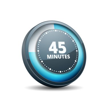 Beyaz arka plan, vektör, illüstrasyon izole 45 dakika zamanlayıcı simgesi