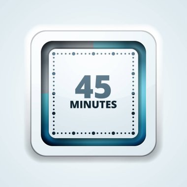 Beyaz arka plan, vektör, illüstrasyon izole 45 dakika zamanlayıcı simgesi