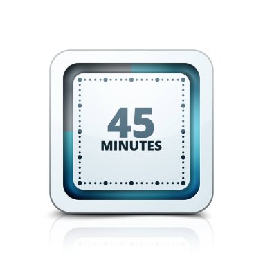 Beyaz arka plan, vektör, illüstrasyon izole 45 dakika zamanlayıcı simgesi