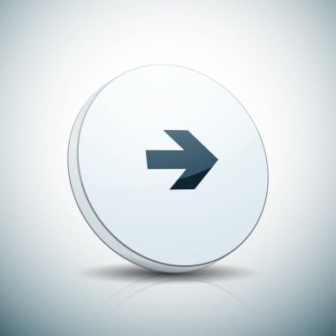 Sağ ok düğmesini beyaz arka plan üzerinde yuvarlak