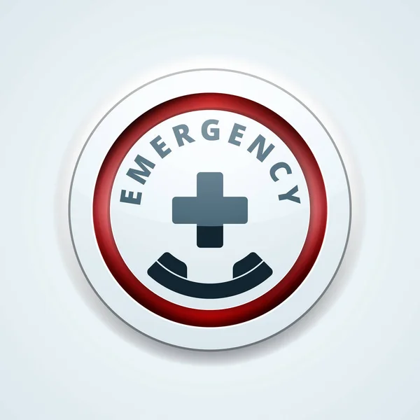 Emergency Button Isolated White Background Vector Illustration — Stock Vector