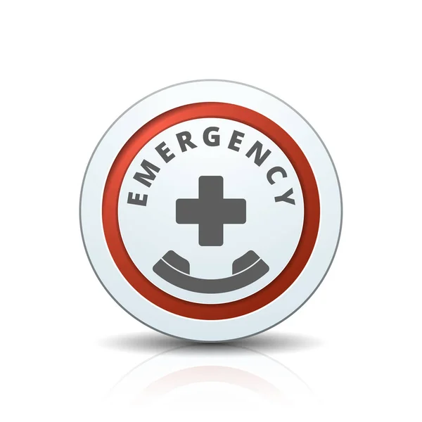 Emergency Button Isolated White Background Vector Illustration — Stock Vector