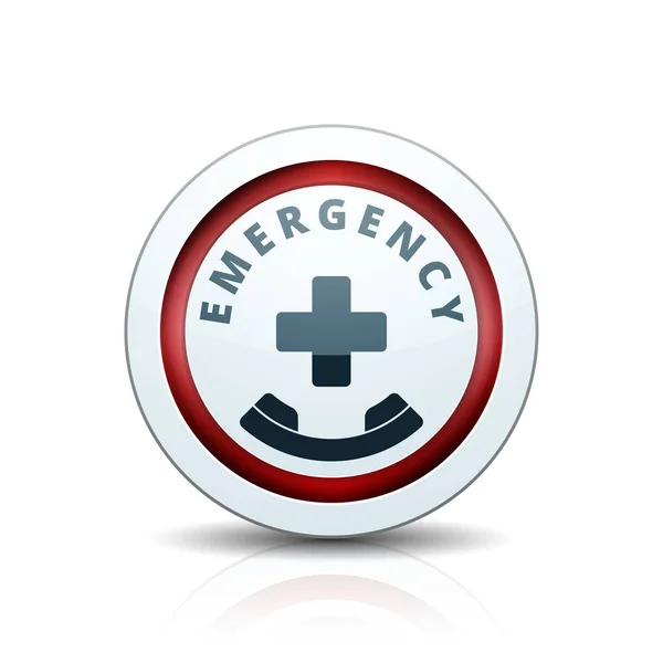 Emergency Button Isolated White Background Vector Illustration — Stock Vector
