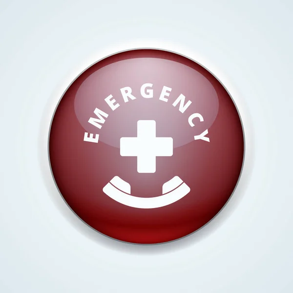 Emergency Button Isolated White Background Vector Illustration — Stock Vector