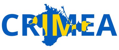 Crimea Yarımadası yazıt Crimea Ukrayna bayrağı renk, vektör çizim