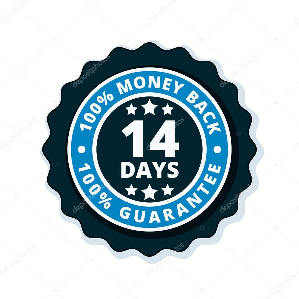 14 days money back guarantee icon, vector illustration    