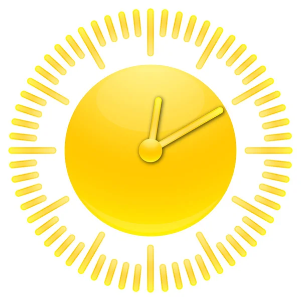 Słońce Postaci Ikony Zegara Białym Tle Białym Tle Wektor Ilustracja — Wektor stockowy