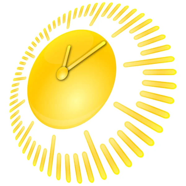 Sun Form Clock Icon Isolated White Background Vector Illustration — Stock Vector