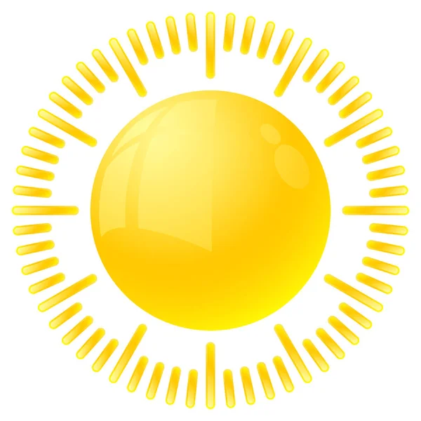 時計のアイコン白背景 ベクトル イラストに分離の形態の太陽 — ストックベクタ